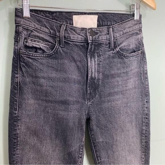 MOTHER Superior High Waisted Rascal Ankle Step Fray Roadtrip Renegade Black 27 - Picture 3 of 8